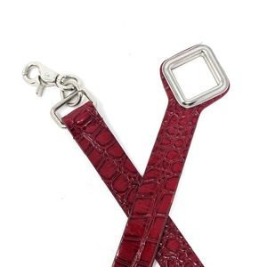 Chicos Womens Medium/Large Red Leather Croc Belt Buckle Chain Diamond